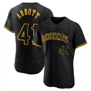 Andrew Abbott Cincinnati Reds Authentic Snake Skin City Jersey - Black