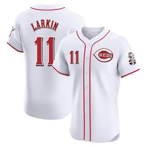 Barry Larkin Cincinnati Reds Elite Home Patch Jersey - White
