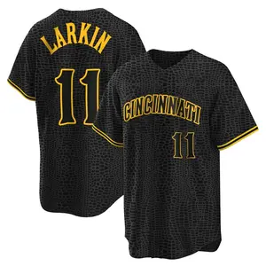 Barry Larkin Cincinnati Reds Replica Snake Skin City Jersey - Black