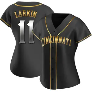 Barry Larkin Cincinnati Reds Women's Replica Alternate Jersey - Black Golden