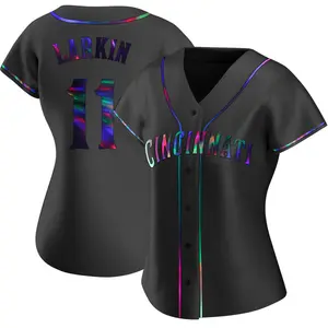 Barry Larkin Cincinnati Reds Women's Replica Alternate Jersey - Black Holographic