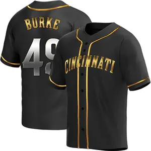 Brock Burke Cincinnati Reds Youth Replica Alternate Jersey - Black Golden