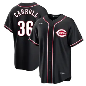 Clay Carroll Cincinnati Reds Replica Fashion Out Jersey - Black