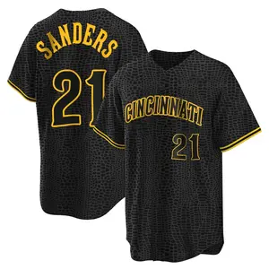 Deion Sanders Cincinnati Reds Replica Snake Skin City Jersey - Black