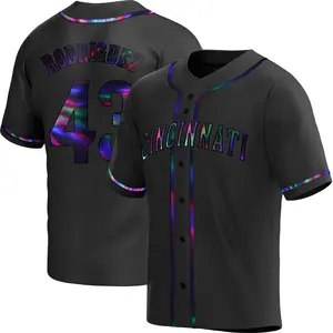 Hector Rodriguez Cincinnati Reds Replica Alternate Jersey - Black Holographic