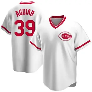 Julian Aguiar Cincinnati Reds Youth Replica Home Cooperstown Collection Jersey - White