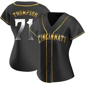 Keegan Thompson Cincinnati Reds Women's Replica Alternate Jersey - Black Golden