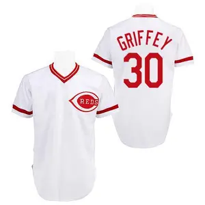 Ken Griffey Cincinnati Reds Authentic Throwback Mitchell and Ness Jersey - White