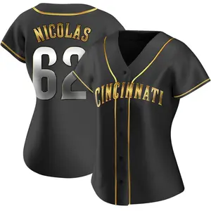 Kyle Nicolas Cincinnati Reds Women's Replica Alternate Jersey - Black Golden