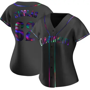 Kyle Nicolas Cincinnati Reds Women's Replica Alternate Jersey - Black Holographic