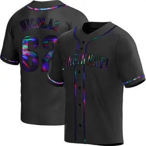 Kyle Nicolas Cincinnati Reds Youth Replica Alternate Jersey - Black Holographic