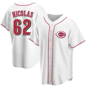 Kyle Nicolas Cincinnati Reds Youth Replica Home Jersey - White