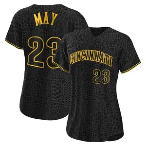 Lee May Cincinnati Reds Women's Replica Snake Skin City Jersey - Black
