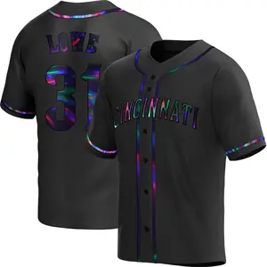 Nathaniel Lowe Cincinnati Reds Youth Replica Alternate Jersey - Black Holographic
