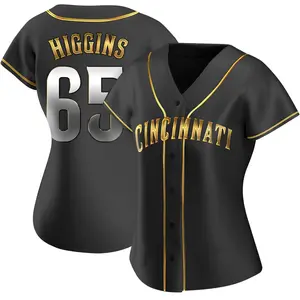 P.J. Higgins Cincinnati Reds Women's Replica Alternate Jersey - Black Golden