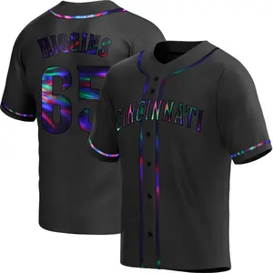 P.J. Higgins Cincinnati Reds Youth Replica Alternate Jersey - Black Holographic