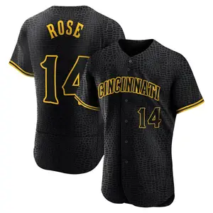 Pete Rose Cincinnati Reds Authentic Snake Skin City Jersey - Black