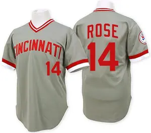Pete Rose Cincinnati Reds Authentic Throwback Mitchell and Ness Jersey - Grey