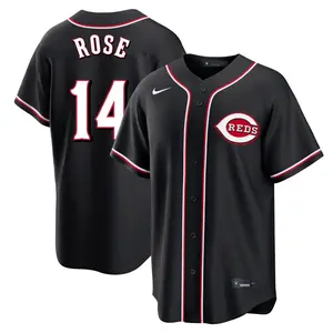 Pete Rose Cincinnati Reds Replica Fashion Out Jersey - Black