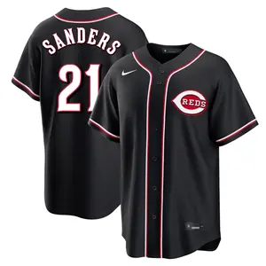 Reggie Sanders Cincinnati Reds Replica Fashion Out Jersey - Black