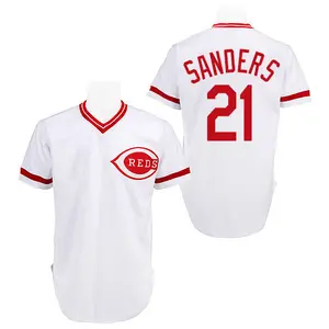 Reggie Sanders Cincinnati Reds Replica Throwback Mitchell and Ness Jersey - White