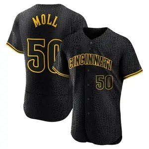 Sam Moll Cincinnati Reds Authentic Snake Skin City Jersey - Black