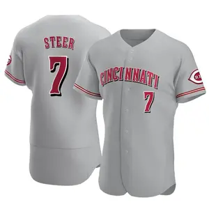 Spencer Steer Cincinnati Reds Authentic Road Jersey - Gray