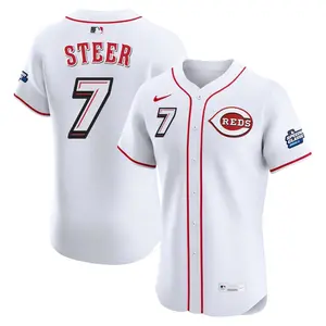 Spencer Steer Cincinnati Reds Elite 2025 Speedway Classic Alternate Jersey - White