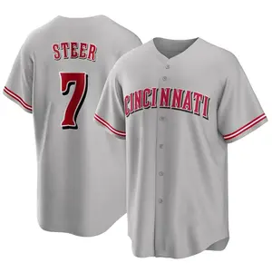 Spencer Steer Cincinnati Reds Replica Road Jersey - Gray