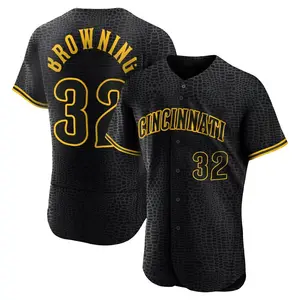 Tom Browning Cincinnati Reds Authentic Snake Skin City Jersey - Black
