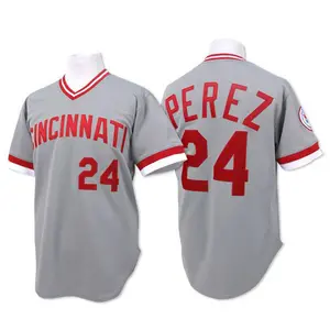Tony Perez Cincinnati Reds Authentic Throwback Mitchell and Ness Jersey - Grey