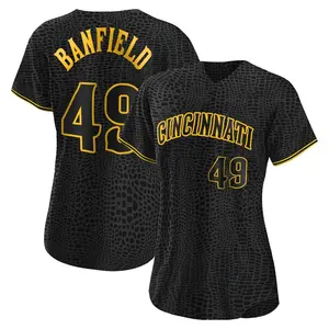 Will Banfield Cincinnati Reds Women's Replica Snake Skin City Jersey - Black